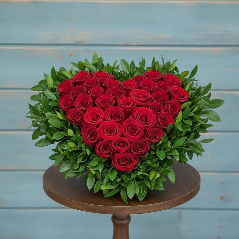 Цветочная композиция из Розы в виде сердца в Солнечногорске