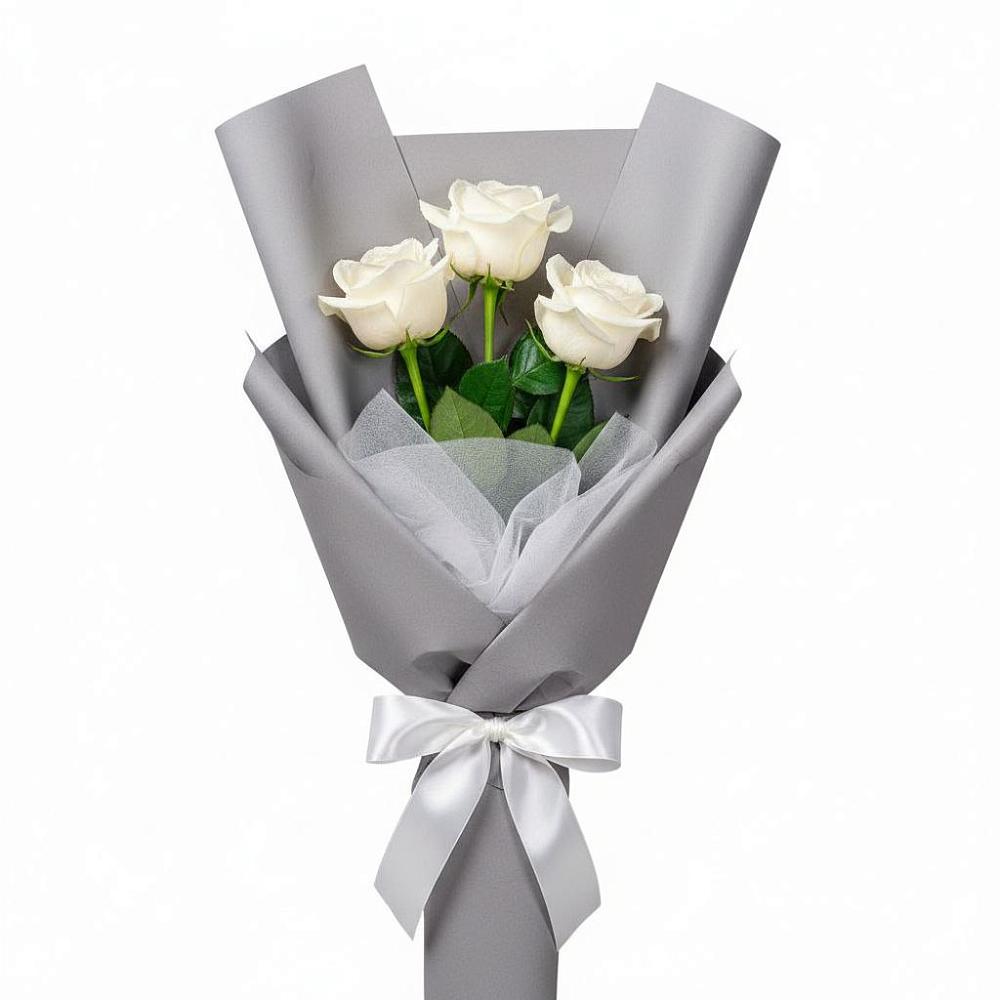 Букет 3 белые розы в Солнечногорске