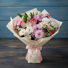 Букет цветов из:  Хризантемы, Альстромерии и Розы в Солнечногорске