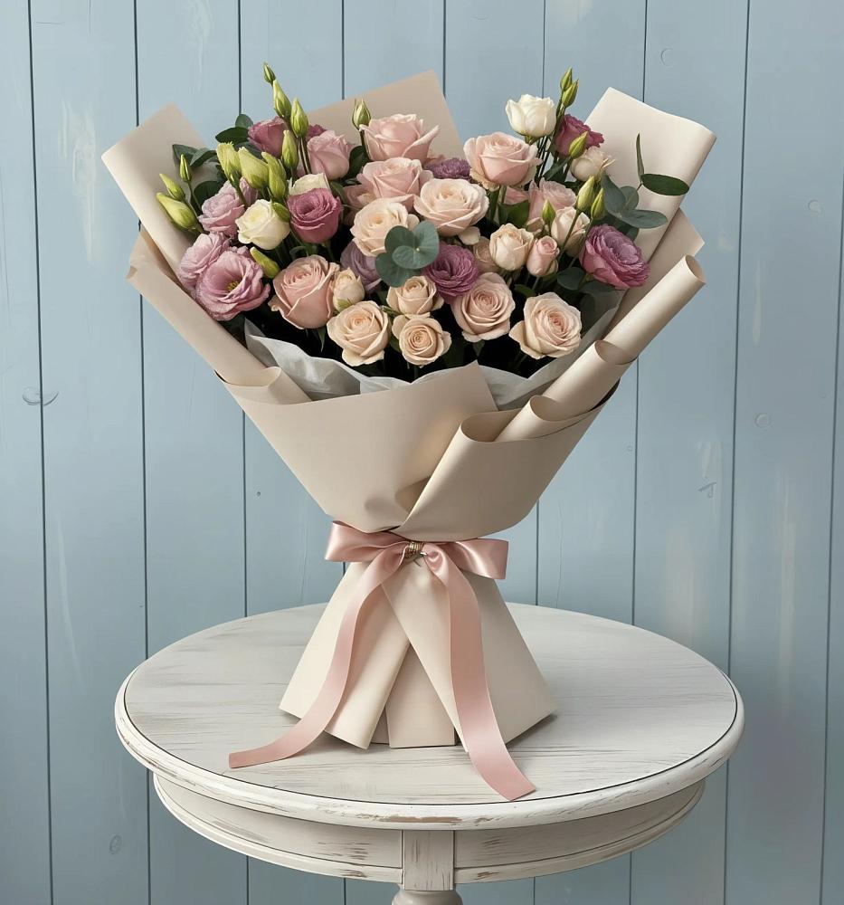 Букет цветов из: Розы и Лизиантусы в Солнечногорске