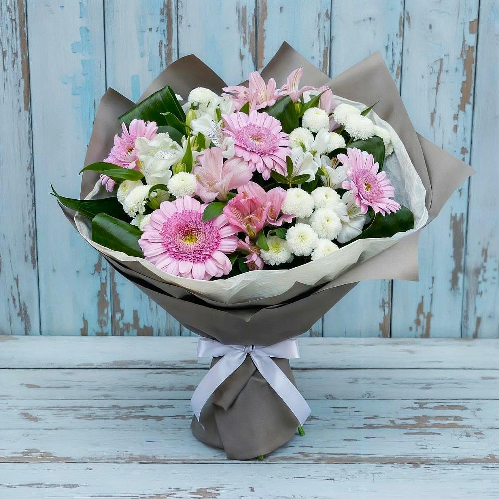 Букет цветов из: Герберы, Альстромерии и Хризантемы в Солнечногорске