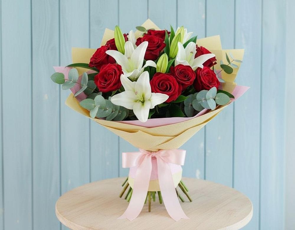 Букет цветов из: Лилии и Розы в Солнечногорске